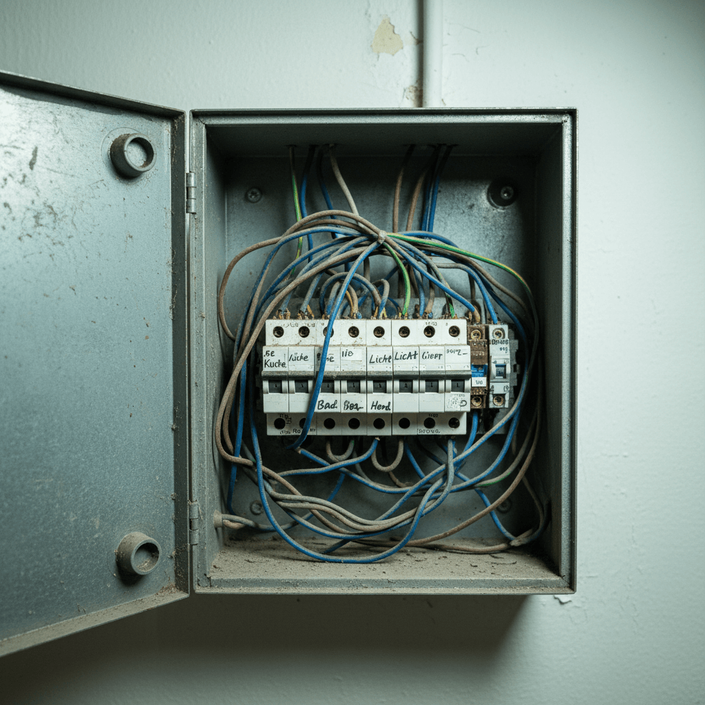 Detaillierte Ansicht eines Sicherungskastens während der Wartung