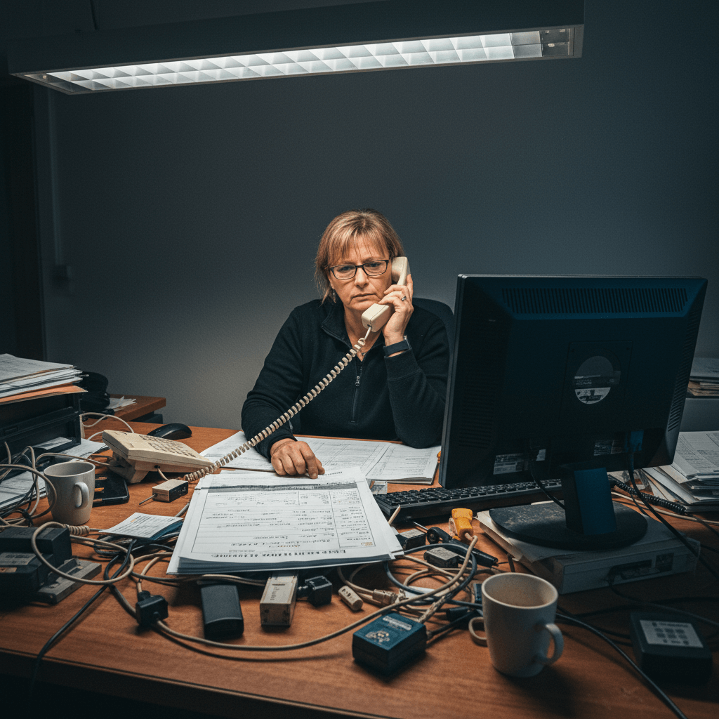 Freundlicher Dispatcher am Telefon koordiniert die Einsätze